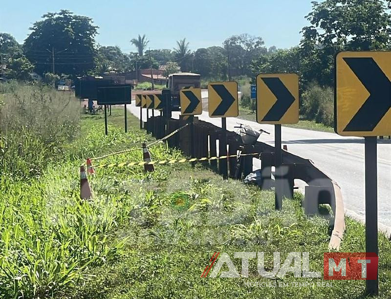 Idosa morre em Rosário Oeste após ser atingida por caminhão em ponte